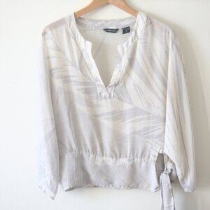 Size S - NEW YORK & COMPANY Women's Sheer Nude Side Tie Blouse